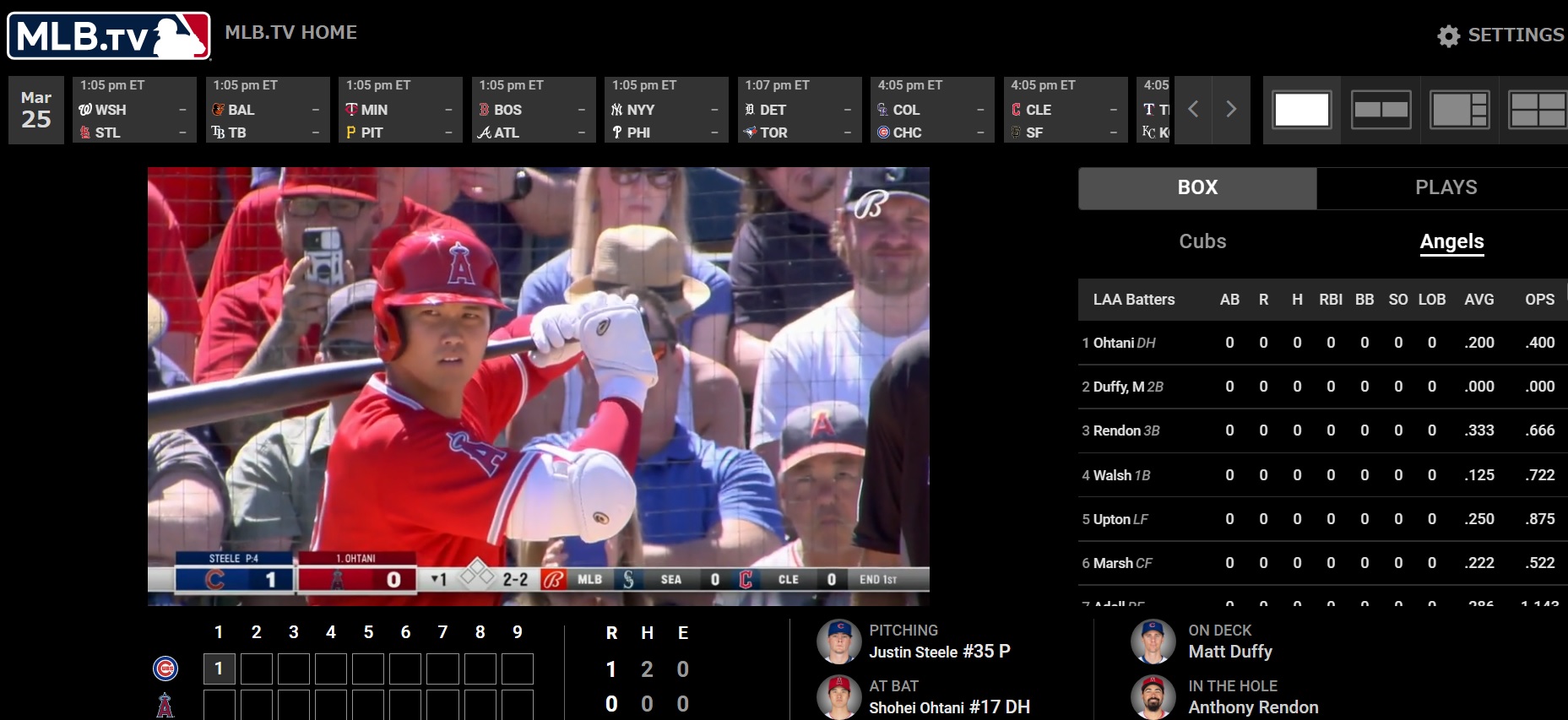 MLBtvの中継映像