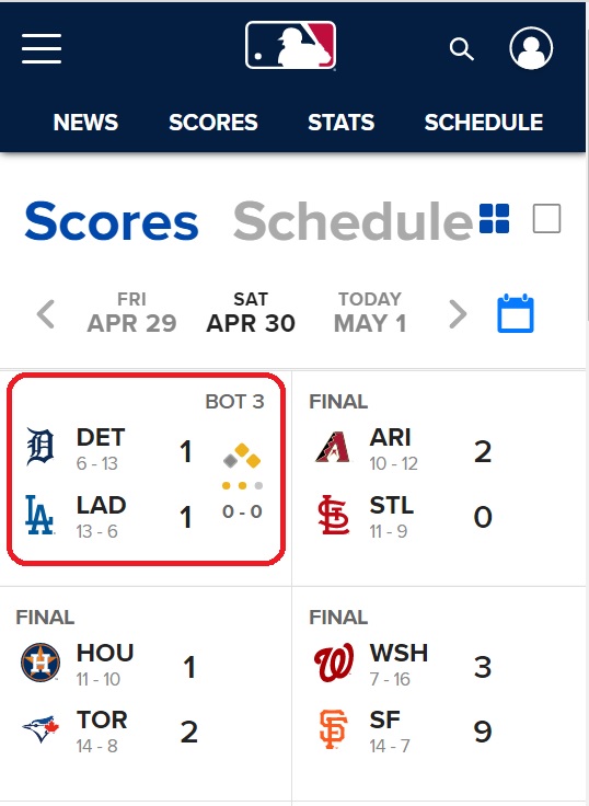 MLB.comのscoreページ